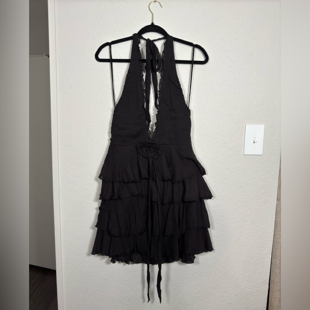 ZARA textured floral cotton gauze dress